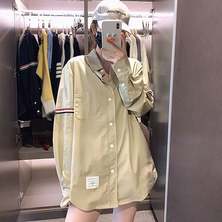 Женская рубашка-рубашка в студенческом стиле, новинка 2025 года, весна-осень-лето, дизайн, ниша, модная свободная рубашка с длинными рукавами