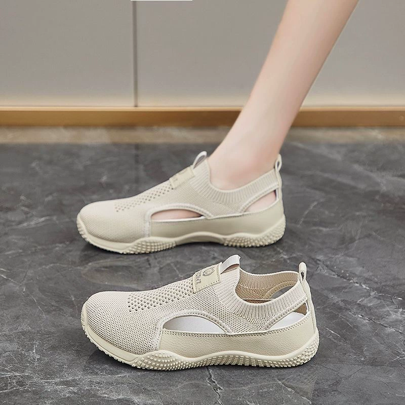 Женские slip-on летние кроссовки, корейский стиль, дышащий трикотаж верх, EU 36–40
