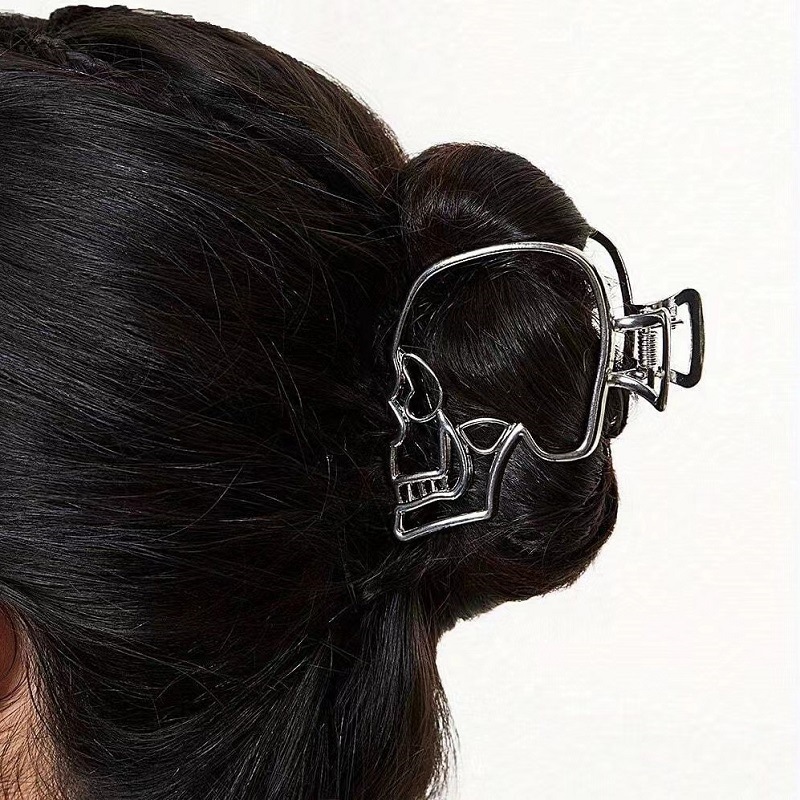 Horquilla de calavera de metal de Halloween Clip de agarre de calavera oscura de Halloween Clip de joyería de cosplay de terror