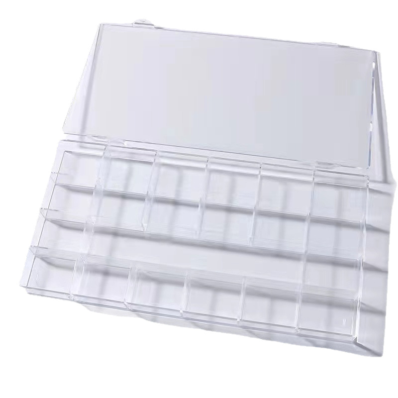 21 rejilla de acrílico caja de almacenamiento de la joyería nail art sub-caja de embalaje DIY caja de almacenamiento de cuentas ventas directas de la fábrica