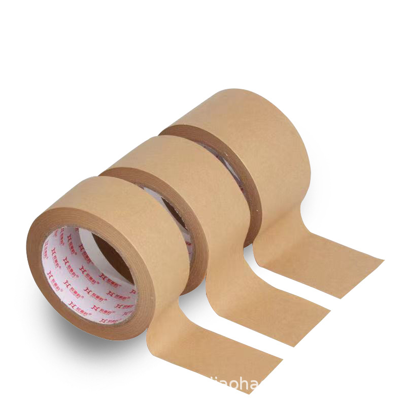 水を使わない黄色の牛革紙テープ工場卸売、高粘度、手で切れる、書き込み可能、生分解性、梱包用、分解可能