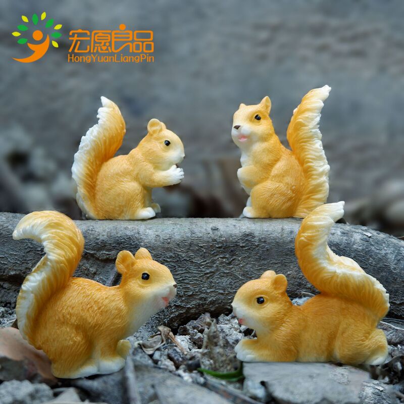 Squirrel Micro Landscape Resin Crafts Creative Simulation Small Ornaments Gardening Bonsai Brazilian Wood Decorations Large