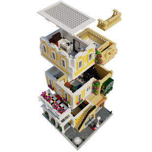 Moc-122357 Posh Restaurant Modular Building (with Interior) 3490 Parts-122357