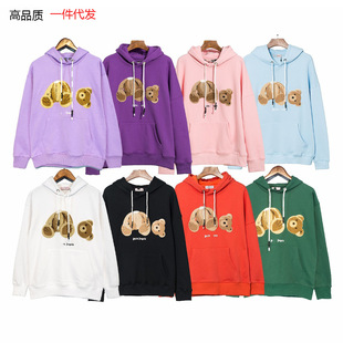 Spring and Autumn Palm Hooded Sweatshirt Broken Head Bear Trendy Ins Men's and Women's Loose Fog Top Trendy Easiest for Match Couple Tops Wholesale
