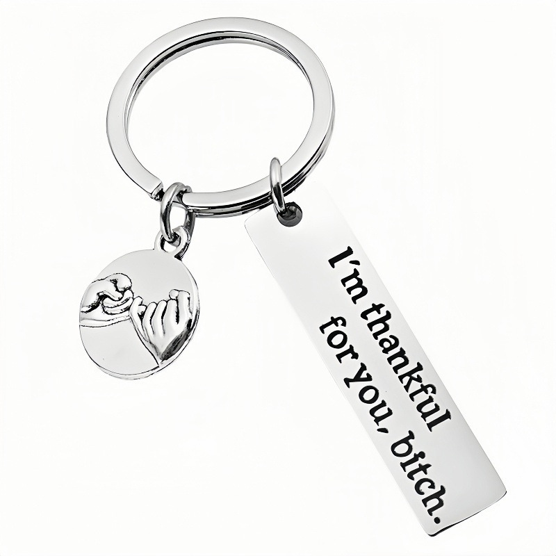 European and American style accessories, best friend keychain, fun gift for the best friend, stainless steel long keychain