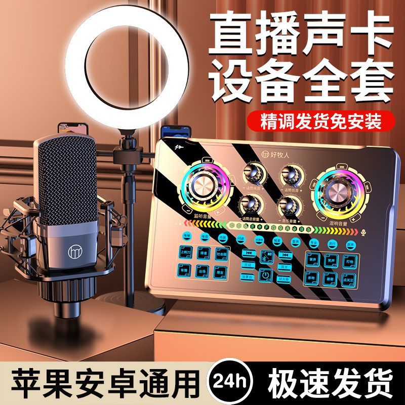 Sound Card Live Streaming Equipment Complete Set for Streamers Singing Wireless Microphone Mobile Phone Dedicated Recording Microphone Computer