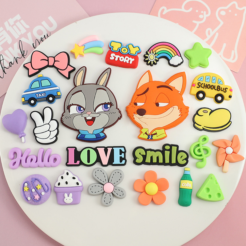 疯狂动物城朱迪尼克PVC配件diy手机壳配饰ipad壳洞洞鞋子冰箱贴片