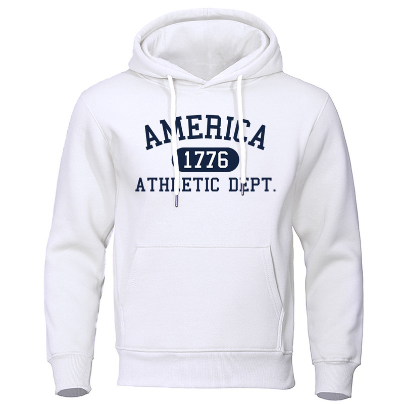 Cross-border temu Amazon USA 1776 Letter Printed Men's Sweater Pocket Crewneck Sweatshirt Autumn and Winter Plus