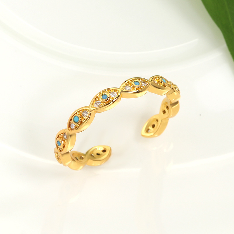 Modern Style Waves Copper Artificial Gemstones Open Ring In Bulk display picture 2