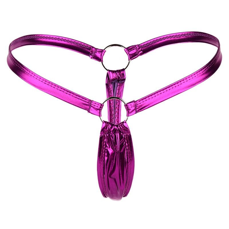 Women's thong women's patent leather bright sexy T pants nightclub pole dance metal ring low waist hot sexy underwear Women's thong women's patent leather bright sexy T pants nightclub pole dance metal ring low waist hot sexy underwear