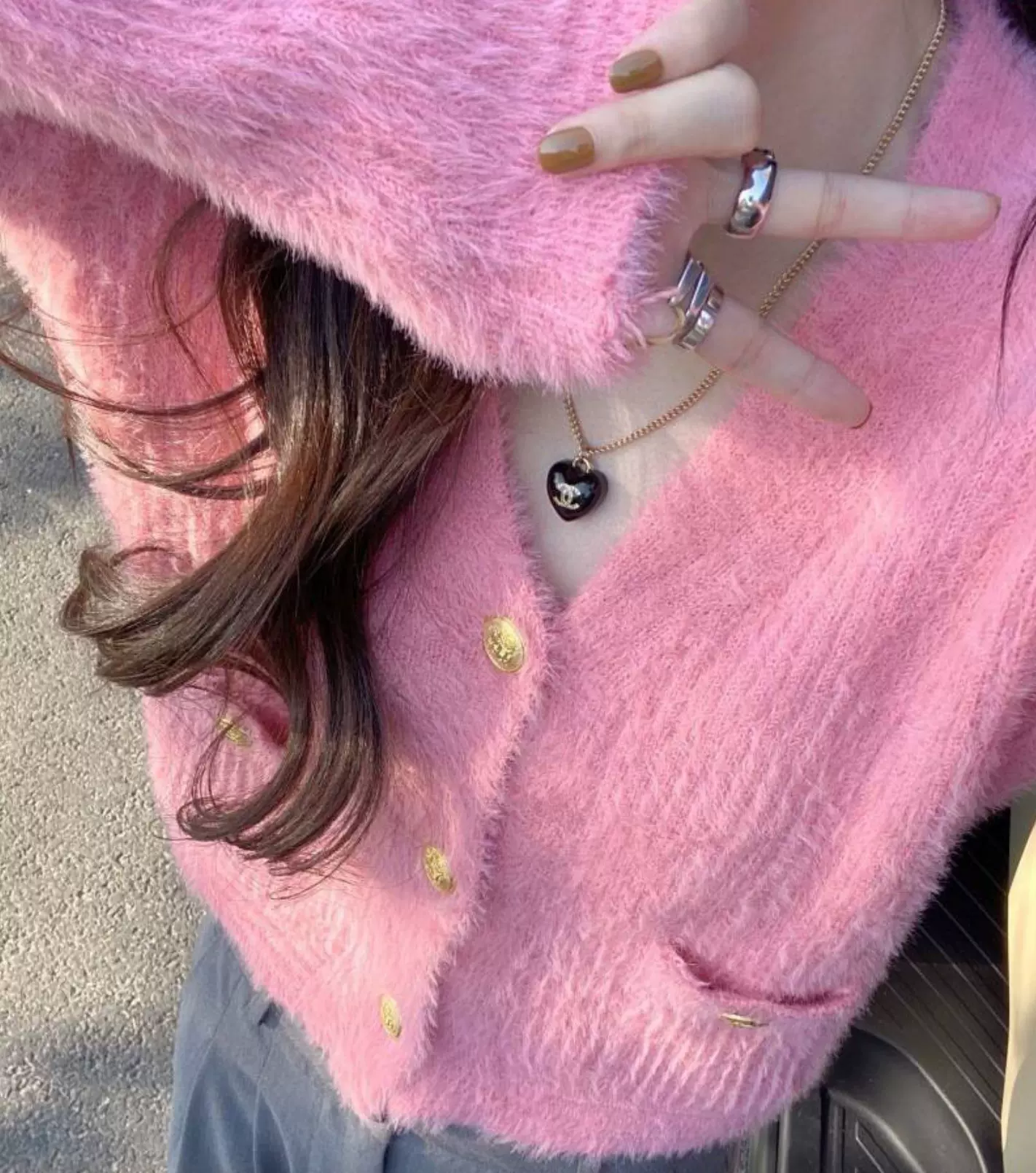 小香风仿水貂绒短款毛衣外套女秋冬新款温柔慵懒风针织开衫上衣
