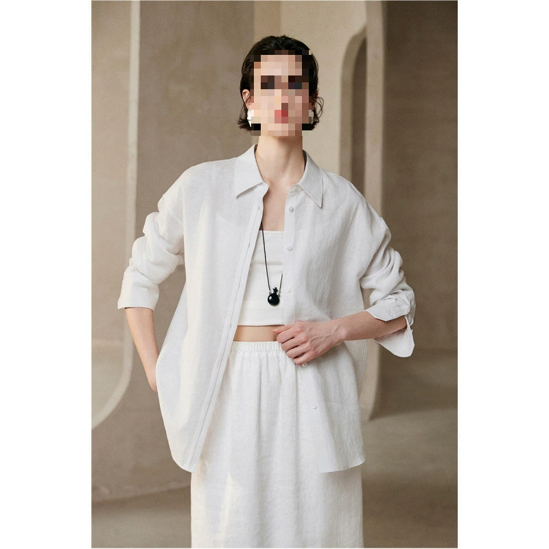 YS8 онлайн-изображение 2025, ранняя хлопковая белая льняная рубашка в стиле old money, женская весенне-летняя свободная рубашка, рубашка с кондиционером, тонкий пиджак