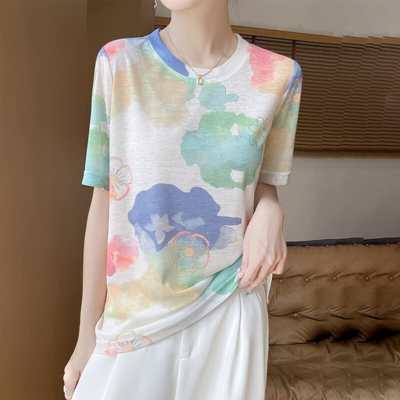 Round Neck New Style Knitted Women's Short-Sleeved Versatile Loose Pullover Top