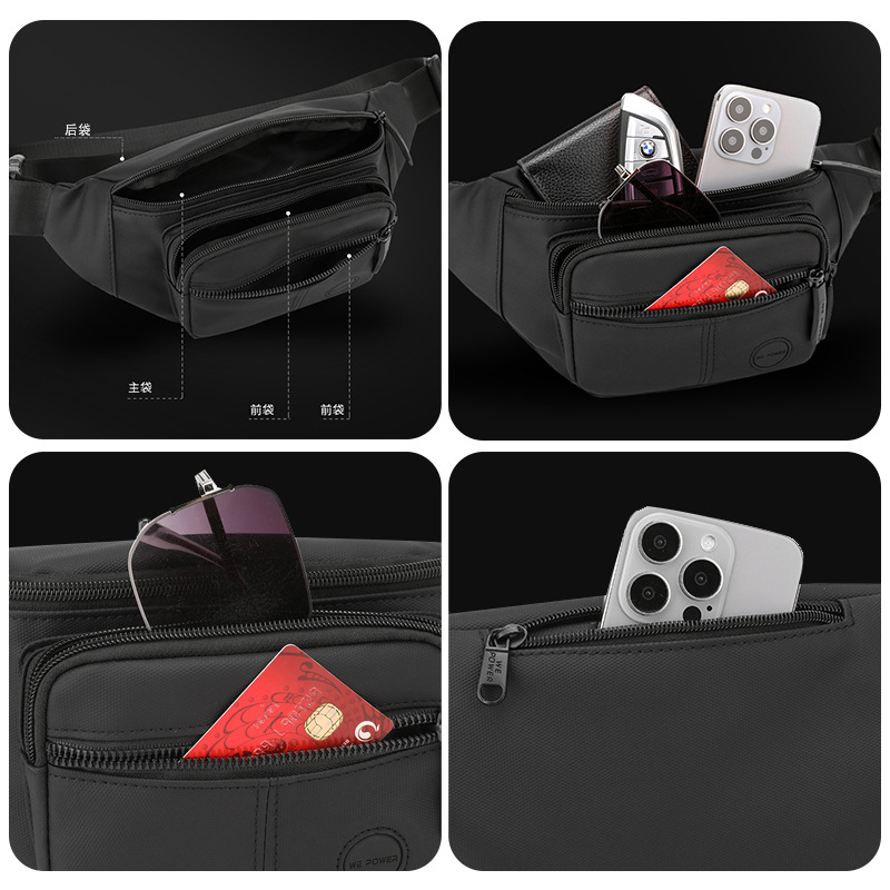 WEPOWER nuevo tipo de bolso de cintura casual para hombres, bolso de pecho de viaje al aire libre, simple de moda, bolso de hombro inclinado.