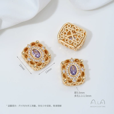 Zircon Round Water Drop | Zərgərlik ara hissələri - z448-19-g-type-14k-purple-zirconium-1-piece