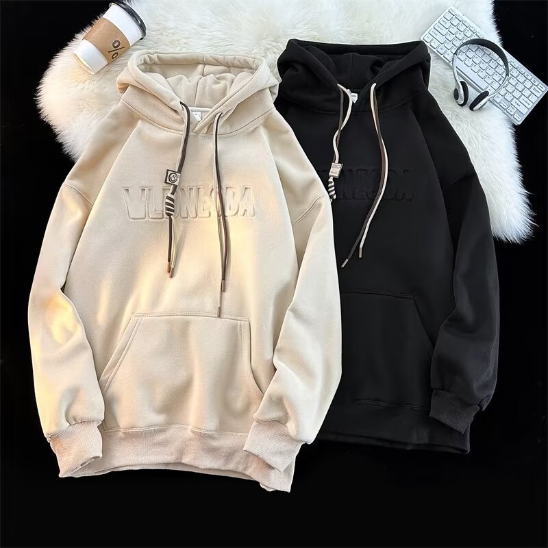 Sweat à capuche d'hiver pour homme avec polaire épaisse 500G Steel Print pour l'automne et l'hiver, veste à capuche Vibe High Street_voghion.com