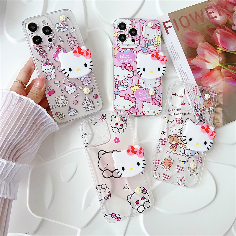For Samsung Galaxy A14 wrist strap transparent phone case cute kity leather A13/a12/A53 soft cover 7
