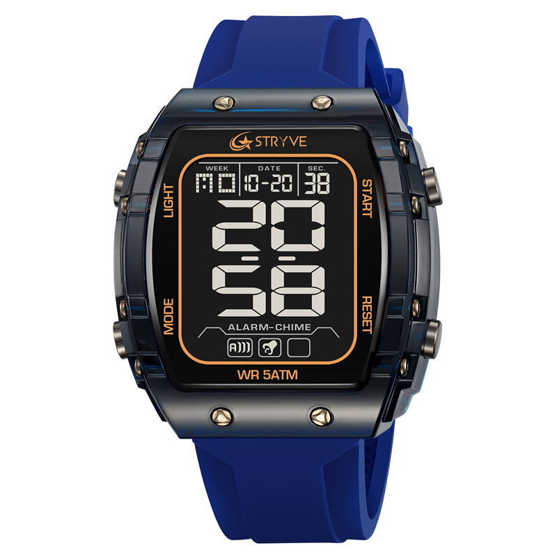 STRYVE 8031 moda hombre reloj deportivo digital nocturna electrónica reloj de pulsera impermeable al aire libre reloj de estudiantes