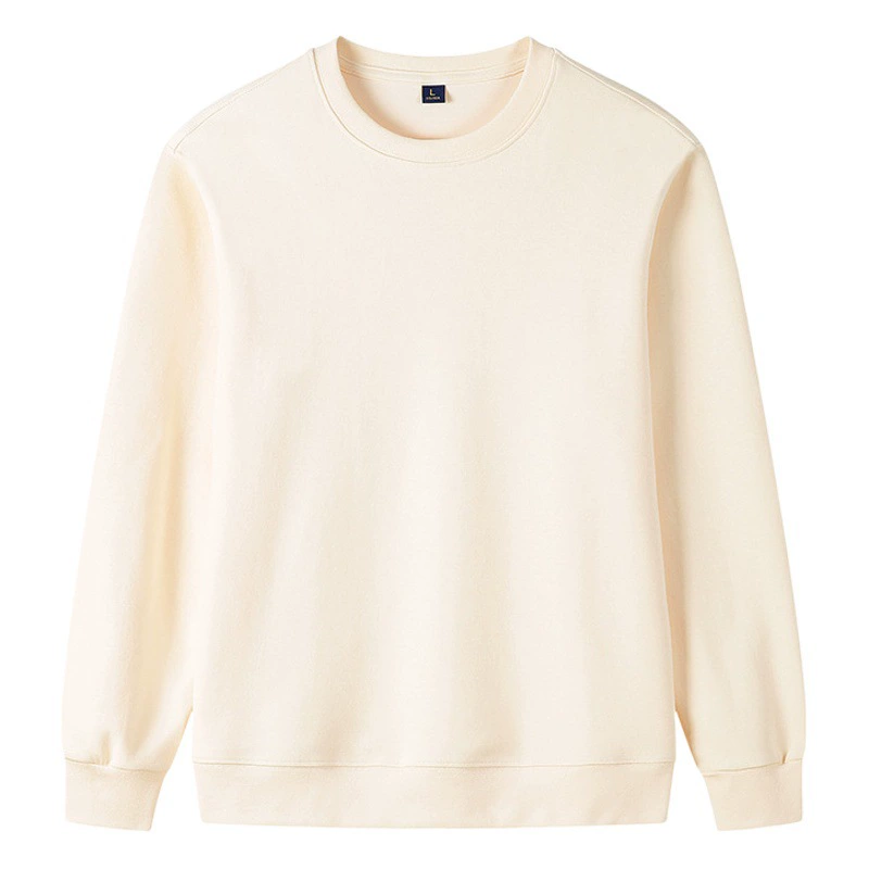 Толстовка из 100% хлопка, 320 г, с обычными плечами, длинными рукавами, круглым вырезом, однотонная, повседневная, для работы, с вышитым логотипом на заказ.