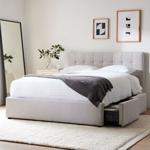 Italian Minimalist Designer Bedroom Double Storage Bed Nordic Simple Hotel B&B Villa Storage Fabric Wedding Bed