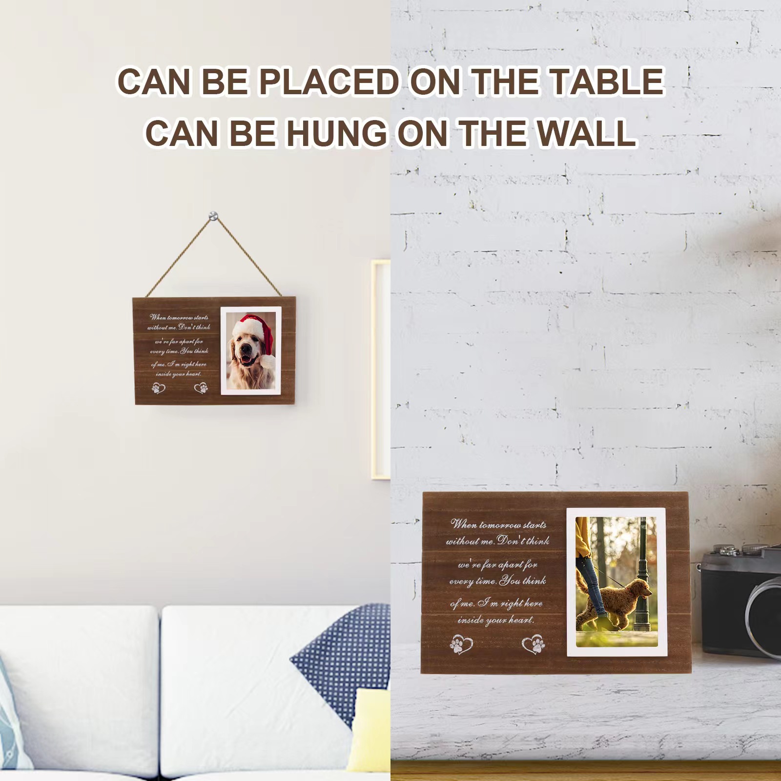 Amazon madera PET foto marco decoración madera gato y perro conmemorativo marrón madera marco adornos transfronterizos