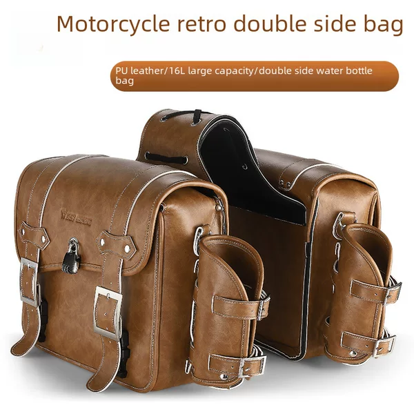 West Rider Motorcycle Retro Bilateral Bag Motorcycle Bag Motorcycle Side Bag Large Capacity Leather Storage Bag Equipment