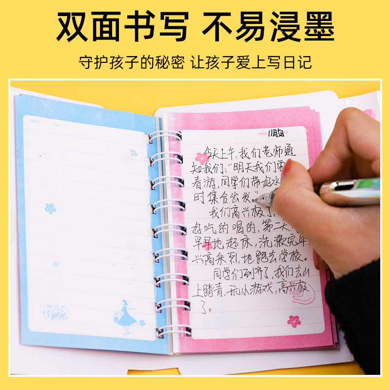 New Password Book School Gift Cartoon Girl Notebook Locked Diary Student Supplies Stationery Wholesale