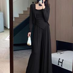 欧美跨境亚马逊开衫慵懒风显瘦遮肉开衫吊带+休闲半身裙三件套装