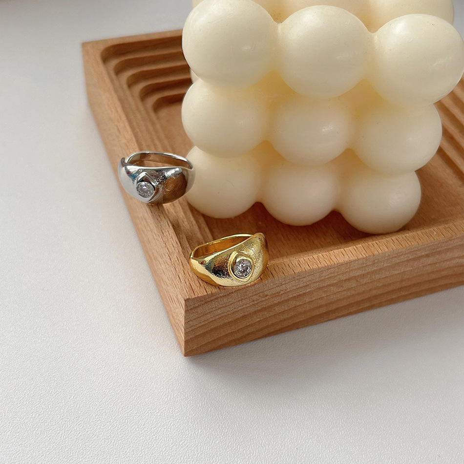 Fashion Solid Color Copper Plating Inlay Zircon Open Ring 1 Piece