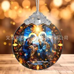 跨境现货玻璃圣诞树挂件透明玻璃圣诞节装饰品创意节日礼品挂饰