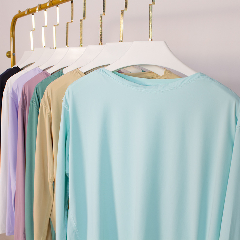 Sun protection yoga clothes modal women's lightweight ice Silk Loose high elastic quick-drying round neck T sports fitness spandex breathable