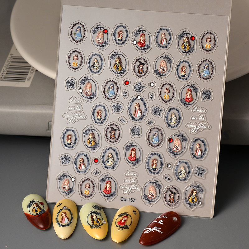 Color Crystal Diamond Stereo Vintage Sculpture Figure Hollow Oil Painting Nail Art Sticker Relief Photo Frame Adhesive Nail Sticker Color Crystal Diamond Stereo Vintage Sculpture Figure Hollow Oil Painting Nail Art Sticker Relief Photo Frame Adhesive Nail Sticker