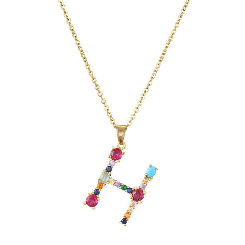 Ig Style Shiny Letter Alloy Plating Inlay Rhinestones Women's Pendant Necklace display picture 12