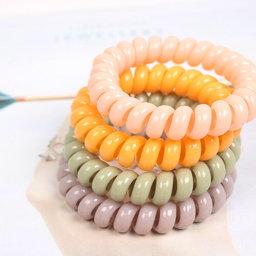 Cross-border fashion hair accessories basic large phone cord hair ties 6 boxed hair ropes for washing and ponytail rubber bands A21