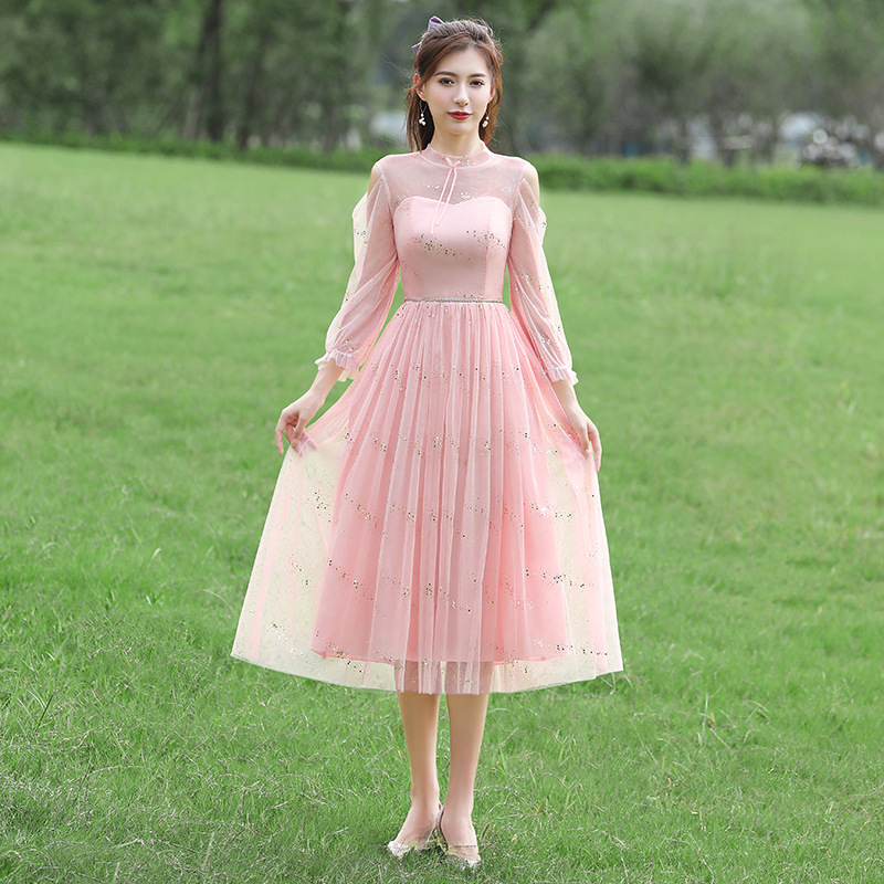 Розовый лонгслив, круглый воротник