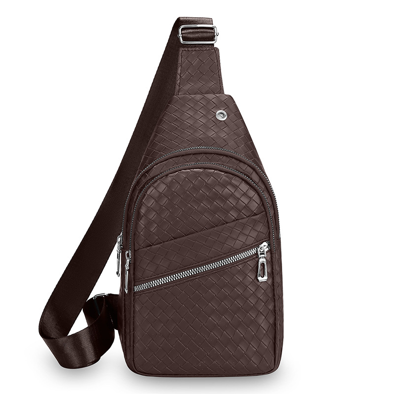 Bolso de pecho de hombre nuevo tejido patrón PU bolso de pecho hombre al aire libre ocio deportivo mochila al por mayor