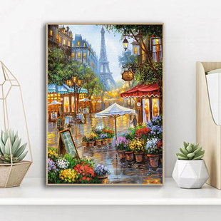 Framed Full Diamond Diamond Painting Paris Flower Market Vertical Version 2025 New Handmade DIY Dot Sticker Diamond Cross Stitch Diamond