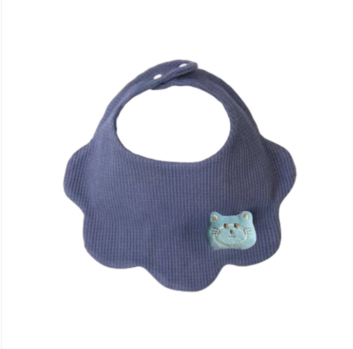 진한 파란색 새끼 고양이 입체 턱받이