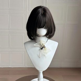 [Taotao] Wig Female Bobo Head Short Hair Inner Buckle High Level Clavicle Hair Cute Sweet Girl Lolita Full Headgear