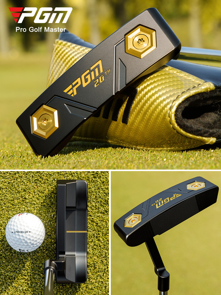 Gậy putter golf PGM-20TH trọng tâm thấp, dung sai cao, dành cho tập luyện — 【Trục thép 950】Gậy putter đen vàng (tặng bao đầu gậy) TUG088