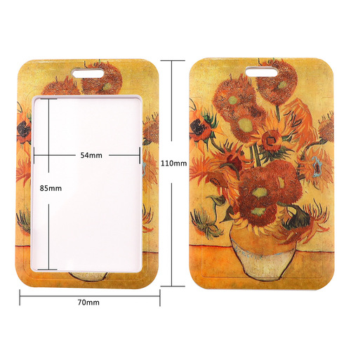 Van Gogh Starry Sky Sunflower Mobile Phone Lanyard Card Holder Combination Bus Card Brand Work Lanyard Campus Card Pendant