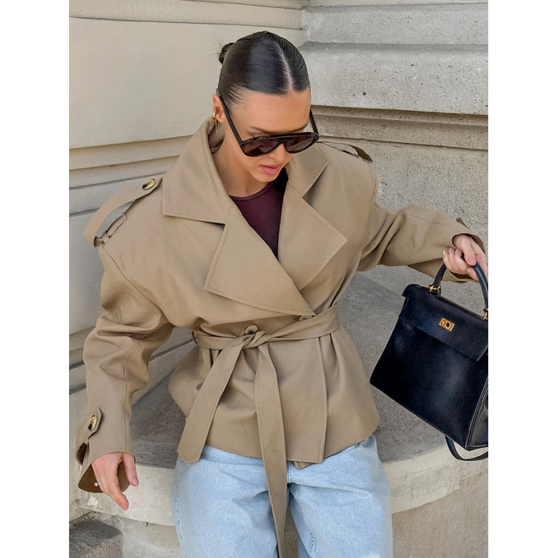 Loose Lace-Up Long-Sleeved Coat Coat Women's Design Sense Elegant Fashion Casual Commuter Top_ecoleips.com
