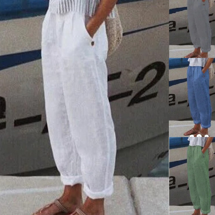 2024 Amazon new elegant commuter cotton linen straight pocket casual pants 2024 Amazon new elegant commuter cotton linen straight pocket casual pants