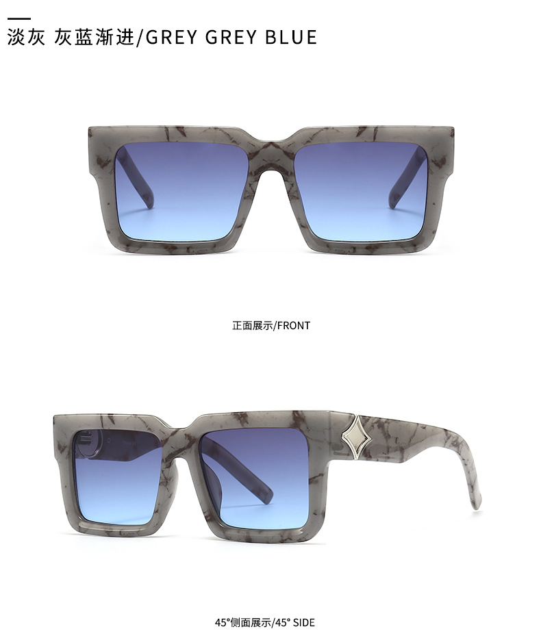 European And American Contrast Color Model Square Sunglasses display picture 6