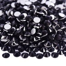 P2黑色玻璃平底钻 美甲水钻DIY饰品配件圆形水晶手机壳公仔装饰品