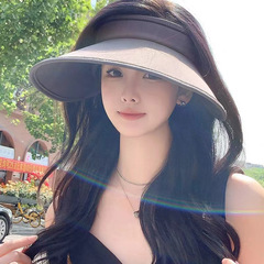 冰絲太陽帽UPF50+防曬帽女款防紫外線夏季加大帽檐空頂遮陽帽子