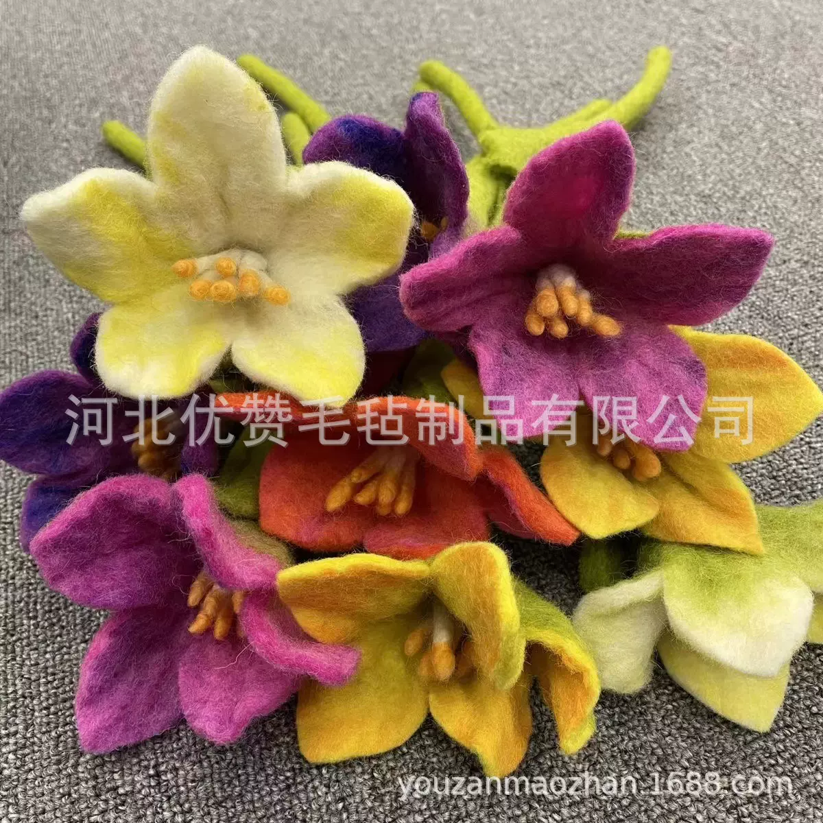 批发羊毛毡手捧花束成品尼泊尔逼真植物家居装饰摆件设diy手工花