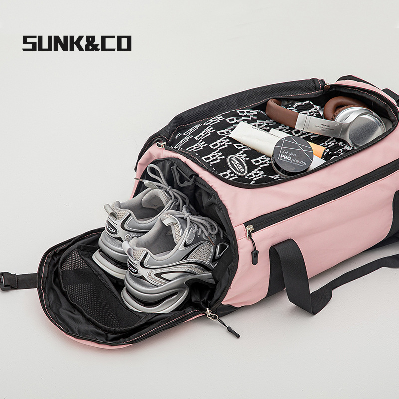 Bolsa de viaje impermeable, bolsa de acondicionamiento físico de película de cuero de gran capacidad, bolsa de equipaje de comercio exterior, bolsa de entrenamiento de separación seca y húmeda.