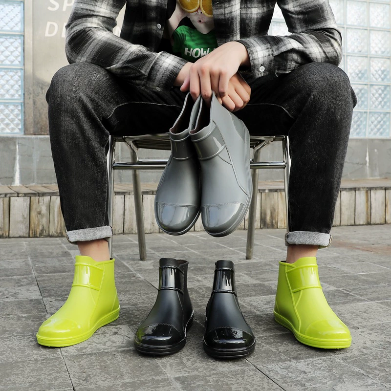 Короткие дождевые сапоги мужская мода нескользящие и износостойкие дождевые сапоги кухонные рабочие резиновые туфли на открытом воздухе Рыбалка обувь четыре сезона водонепроницаемая обувь