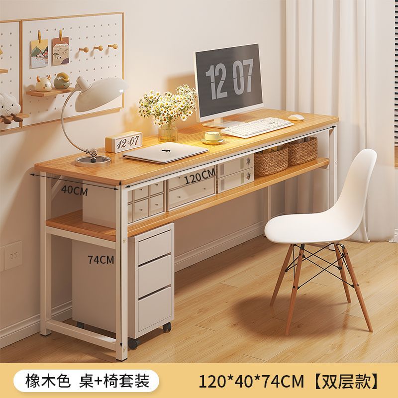 Escritorio de computadora, dormitorio de escritorio, escritorio de oficina en el hogar, escritorio largo, apartamento pequeño, estrecho contra la pared, escritorio de estudiante, estudio